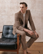 Taupe Needle Cord Notch Lapel Jacket