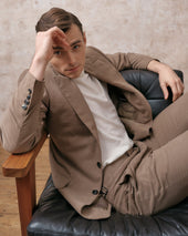 Taupe Needle Cord Notch Lapel Jacket