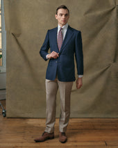Navy Mesh Notch Lapel Blazer