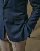 Navy Mesh Notch Lapel Blazer