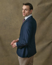 Navy Mesh Notch Lapel Blazer
