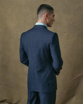 Navy Mesh Low Double-Breasted Blazer
