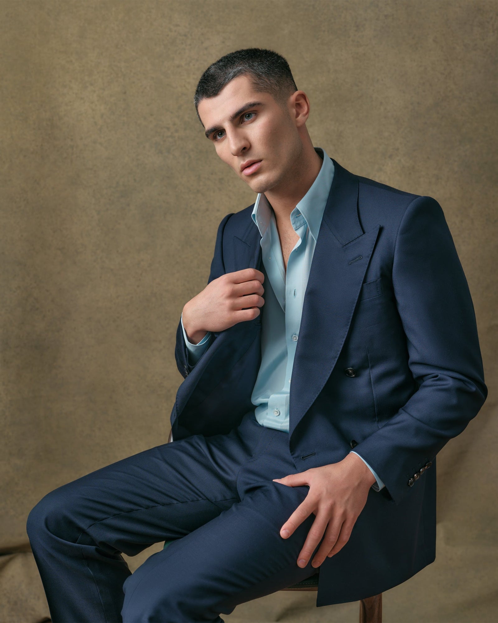 Mesh Low Double Breasted Blazer