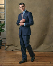 Navy Mesh Notch Lapel Blazer