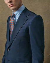 Navy Mesh Notch Lapel Blazer