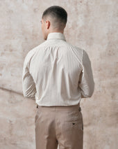 Pink And Grey Stripe Tab Collar Shirt