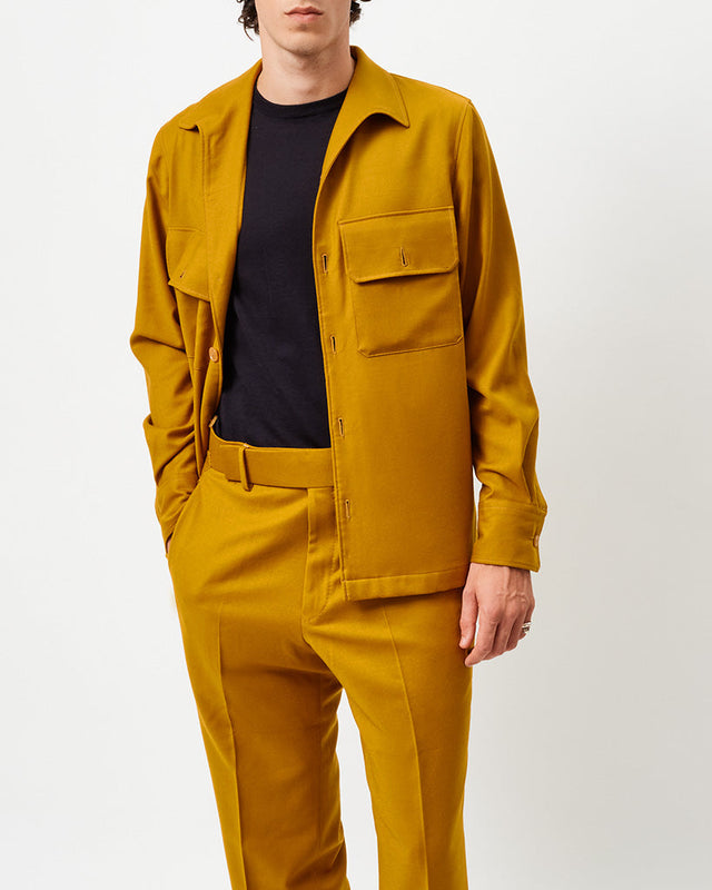 Mustard Flannel Capri Collar Over Shirt