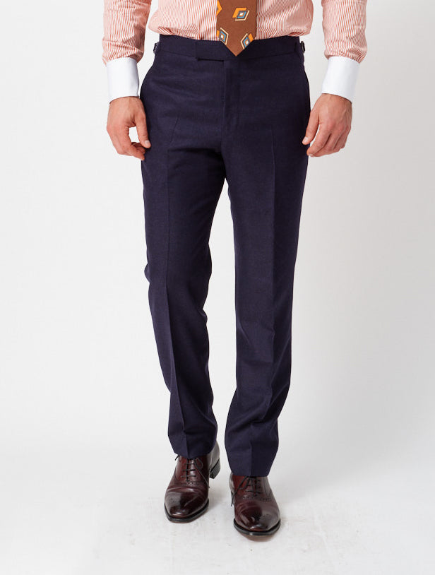 Navy Flannel Contemporary Trousers