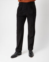 Black & Brown Chalk Stripe Flannel Heritage Trousers