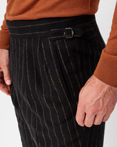 Black & Brown Chalk Stripe Flannel Heritage Trousers