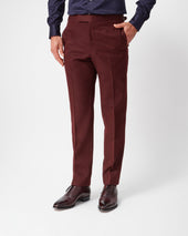 Burgundy Gabardine Contemporary Trousers