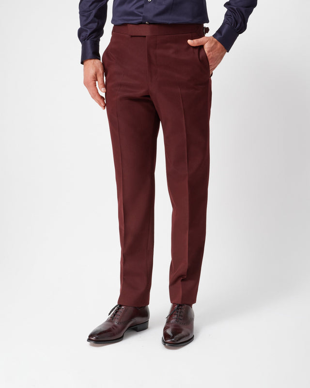 Burgundy Gabardine Contemporary Trousers