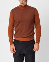 Burnt Orange and Aubergine Herringbone Mock Neck
