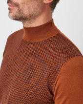 And Aubergine Herringbone Mock Neck