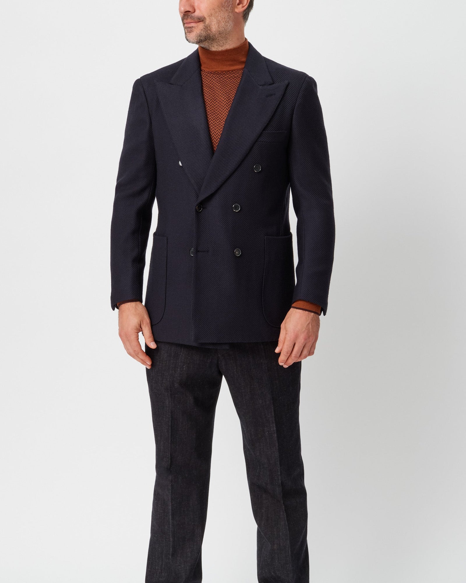 Geometric Double Breasted Unstructured Jacket