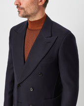 Navy Geometric Double-Breasted Unstructured Jacket