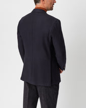 Navy Geometric Double-Breasted Unstructured Jacket