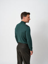 Green And Herringbone Mock Neck