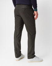 Olive Green Flannel Contemporary Trousers