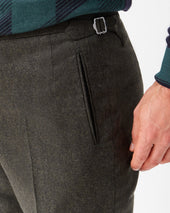 Olive Green Flannel Contemporary Trousers