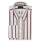 Brown and Navy Stripe Pin Collar Shirt