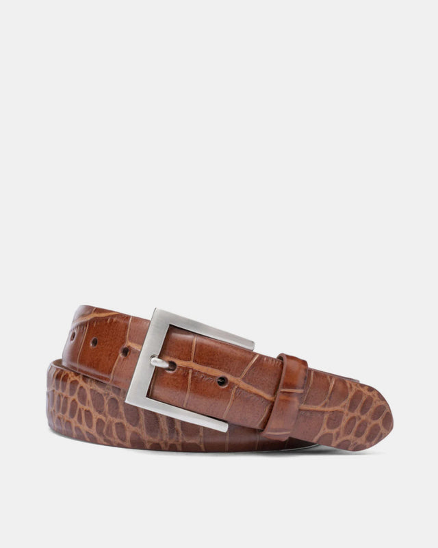 Embossed Croc Belt In Leather