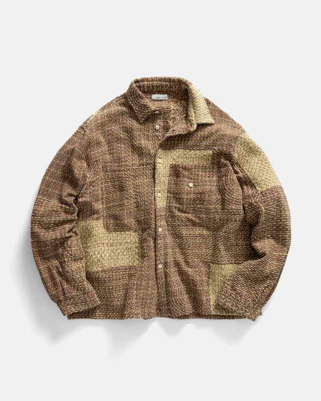 PILCHUCK HAND-EMBROIDERED OVERSHIRT - CLAY / BUTTER /TANGERINE / FOG / ECRU / LAVENDAR COTTON FLANNEL WITH KANTHA STITCHING
