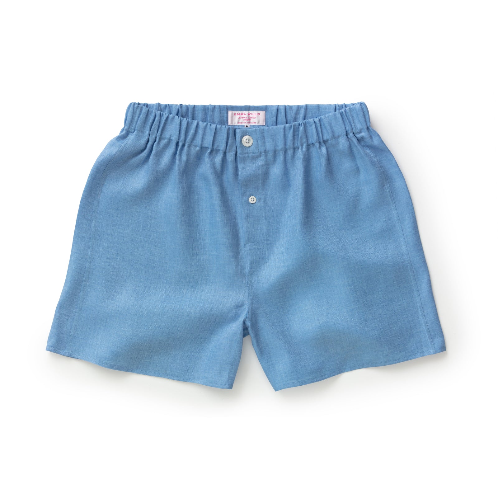 Bluebell Herringbone Linen Boxer Shorts