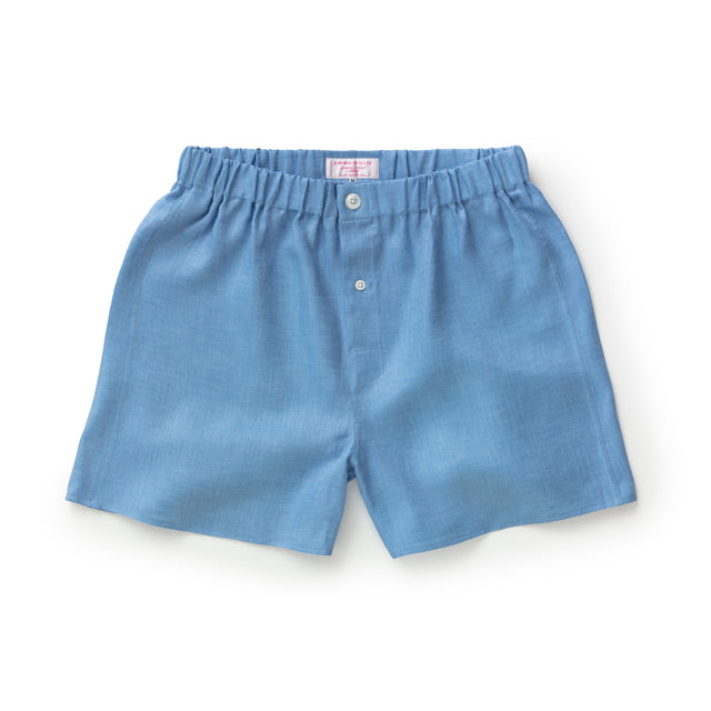 Bluebell Herringbone Linen Boxer Shorts