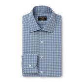 Pale Gingham Wool Cotton Blend Shirt New