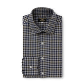Navy Gingham Brushed Cotton Shirt New