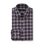 Burgundy Tartan Brushed Cotton Shirt New