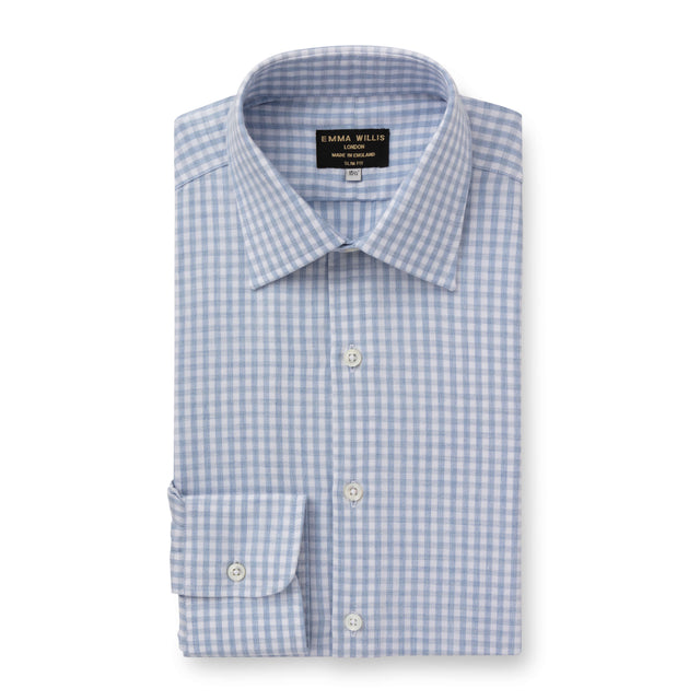 Sky Gingham Brushed Cotton Shirt