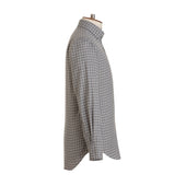 Pale Grey Gingham Wool Cotton Blend Shirt New