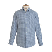 Pale Gingham Wool Cotton Blend Shirt New