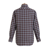 Burgundy Tartan Brushed Cotton Shirt New
