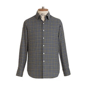 Navy Gingham Brushed Cotton Shirt New