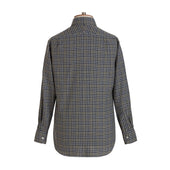Navy Gingham Brushed Cotton Shirt New
