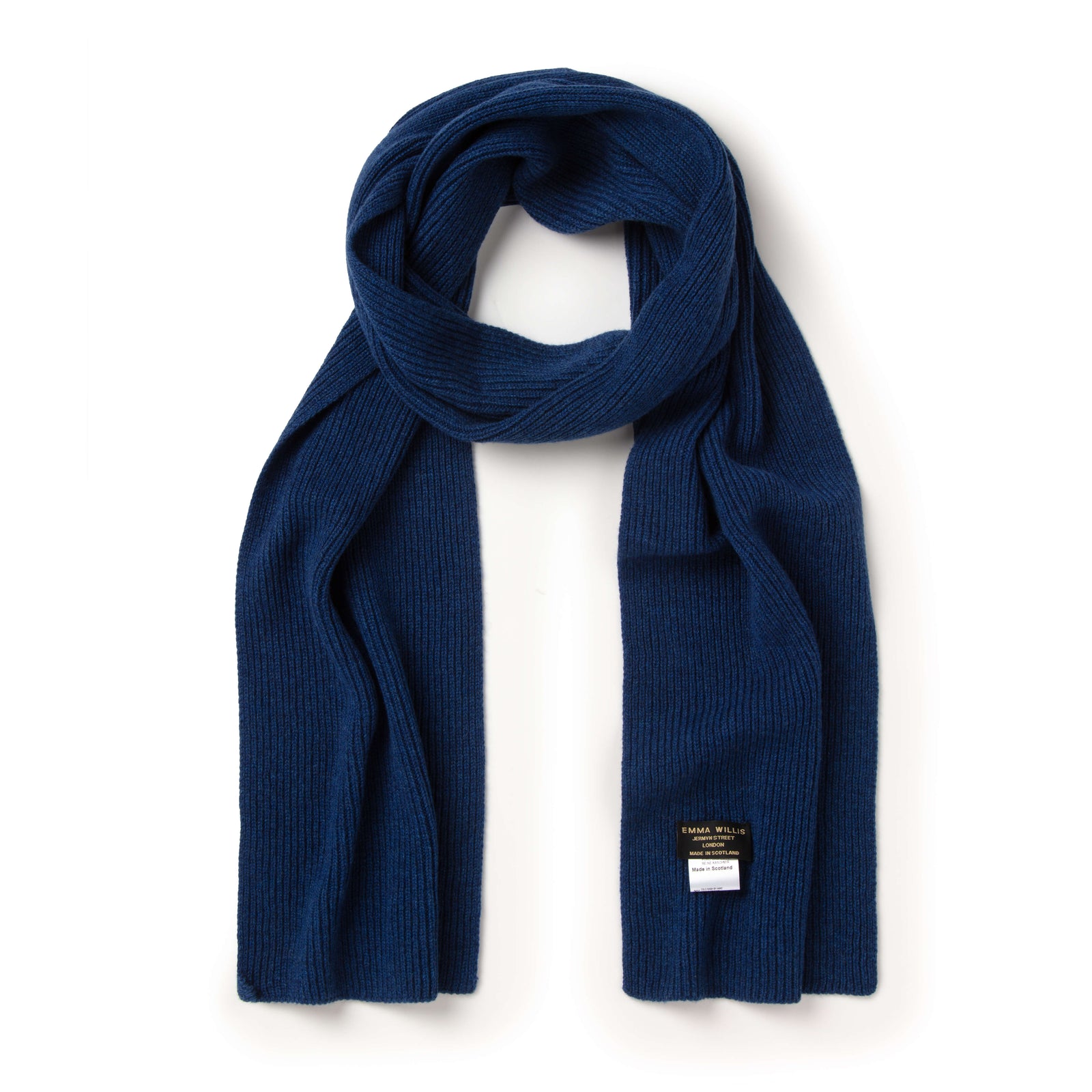 Prussian Ribbed Cashmere Scarf New