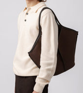 Calella Leather Trimmed Organic Cotton Tote Bag
