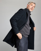 Virgin Wool Houndstooth Walking Car Coat