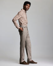 Wool Silk Flat Front Trouser