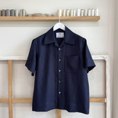 Navy Linen Camp Shirt