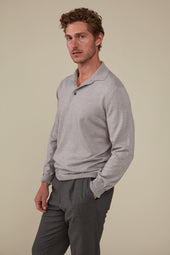 Daylesford Merino Long Sleeved Polo Fog