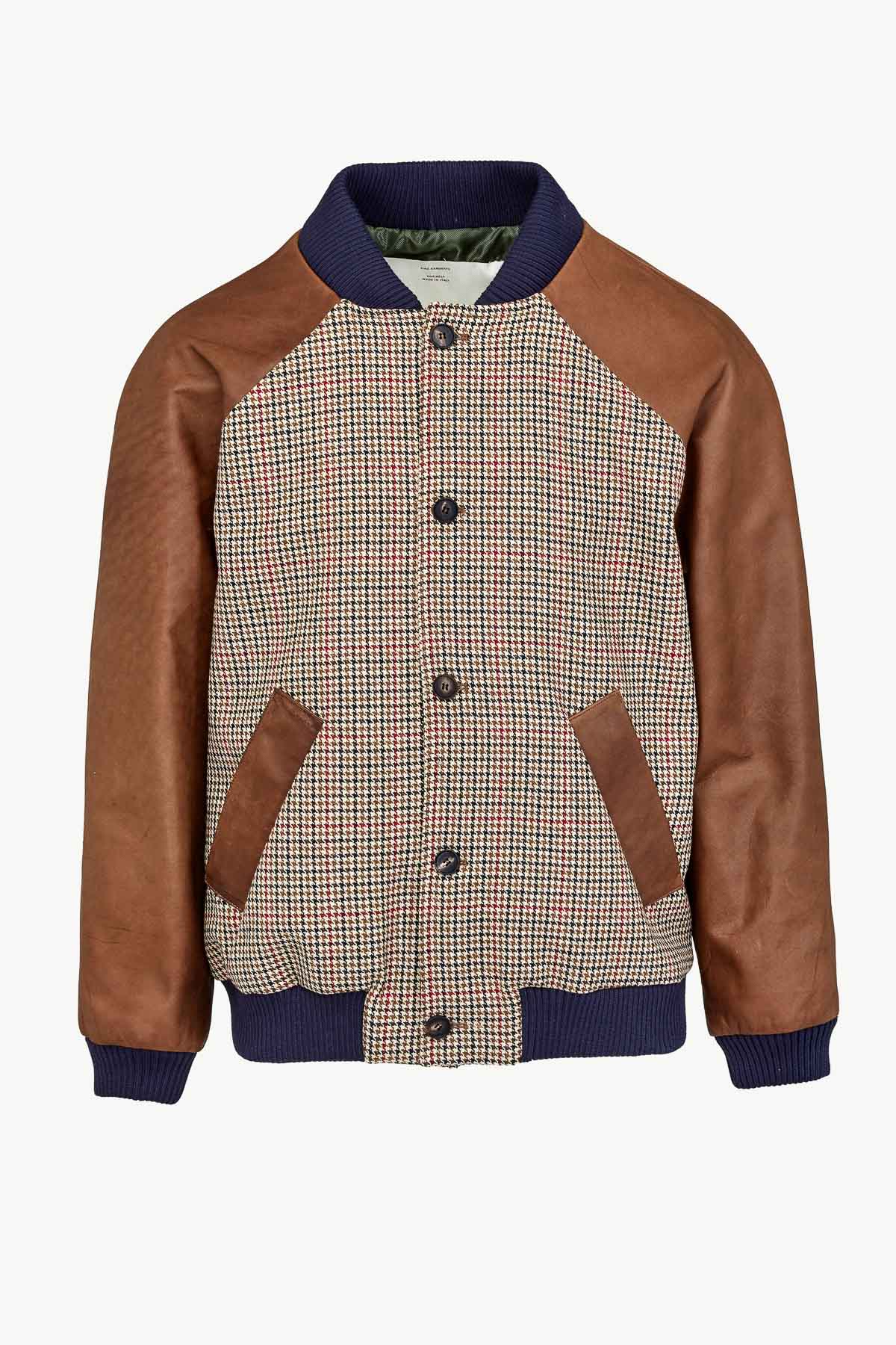 Filo Jacket In Wool Check And Leather