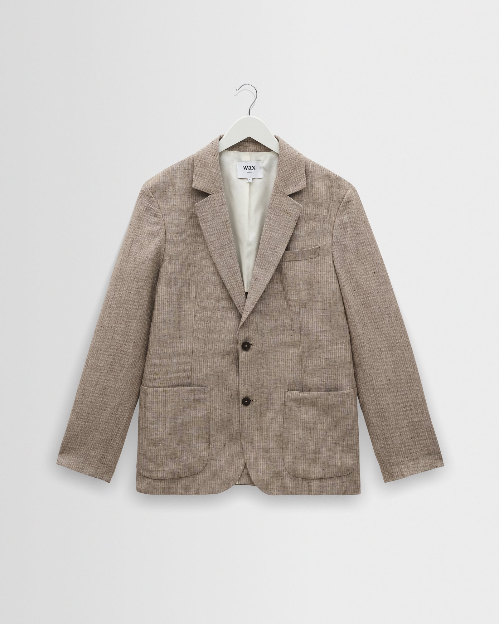 Fintry Natural And Stripe Linen Single Breasted Blazer