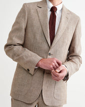Fintry Natural And Stripe Linen Single Breasted Blazer