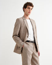Fintry Natural And Stripe Linen Single Breasted Blazer