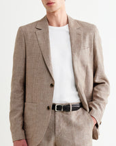 Fintry Natural And Stripe Linen Single Breasted Blazer