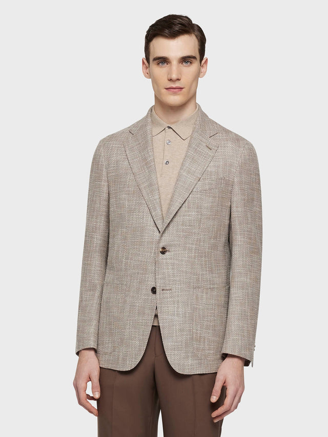 Giacca butterfly in lana, seta e lino beige